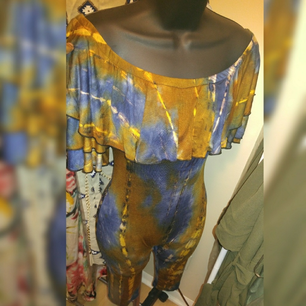 Blue/Mustard tie dye jumpsuit - Picture 3 of 6